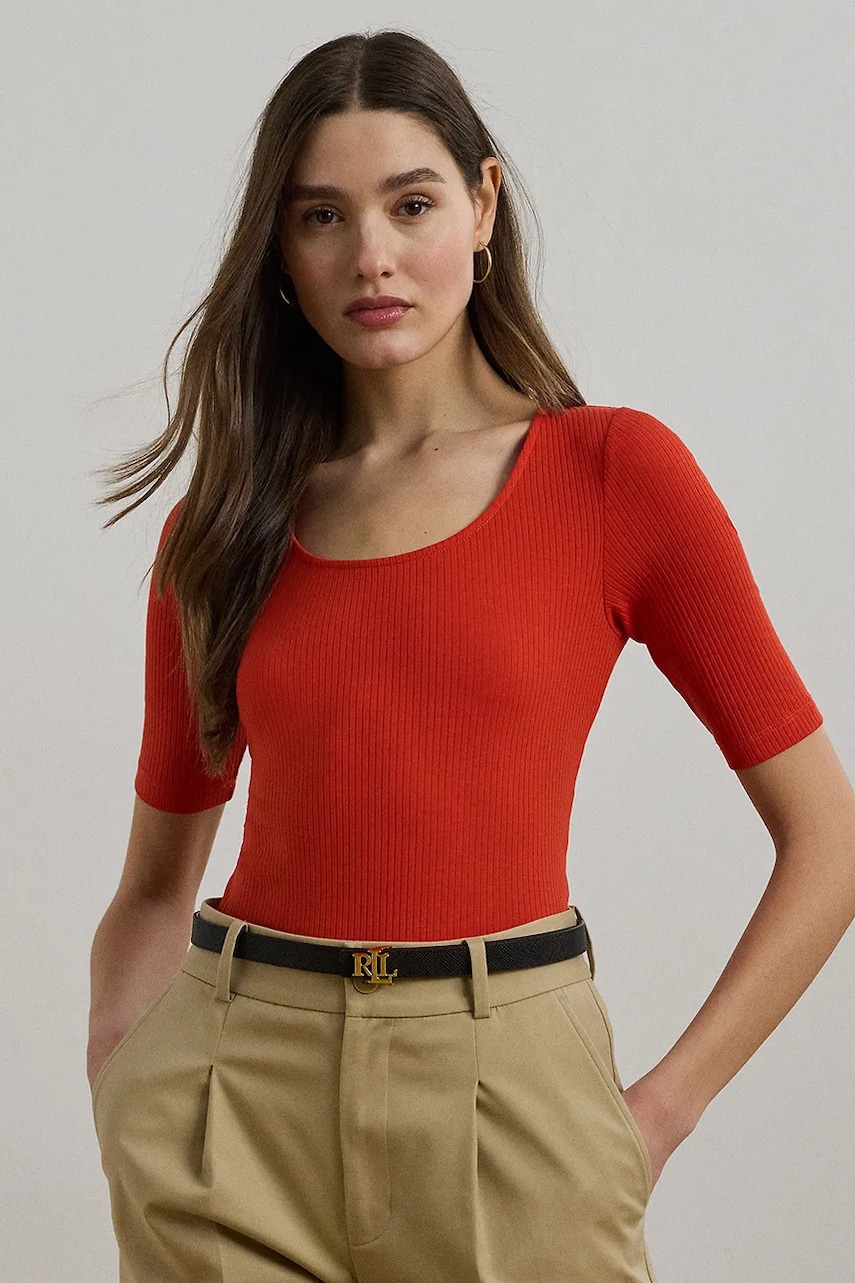 Levně Tričko Lauren Ralph Lauren dámské, červená barva, 200970116