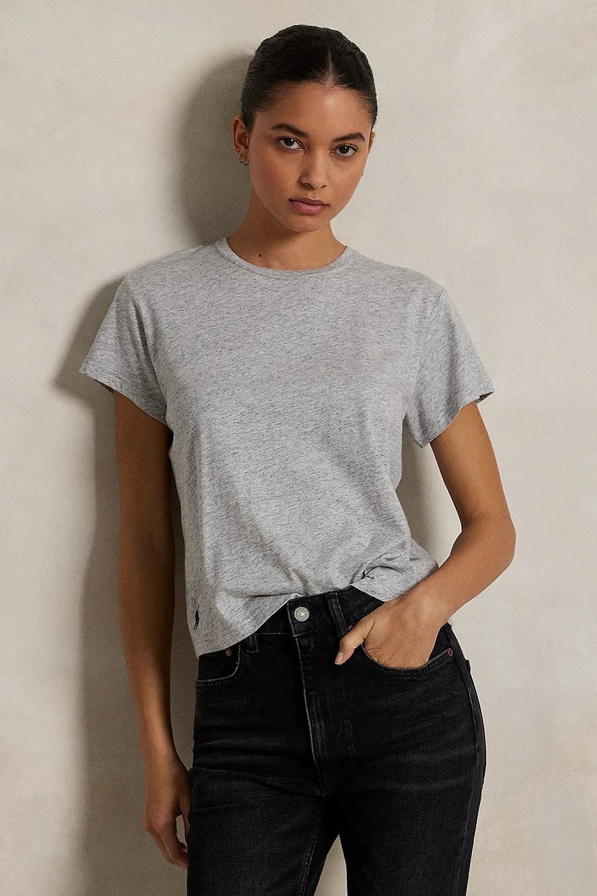 Levně Tričko Polo Ralph Lauren dámské, šedá barva, 211967102