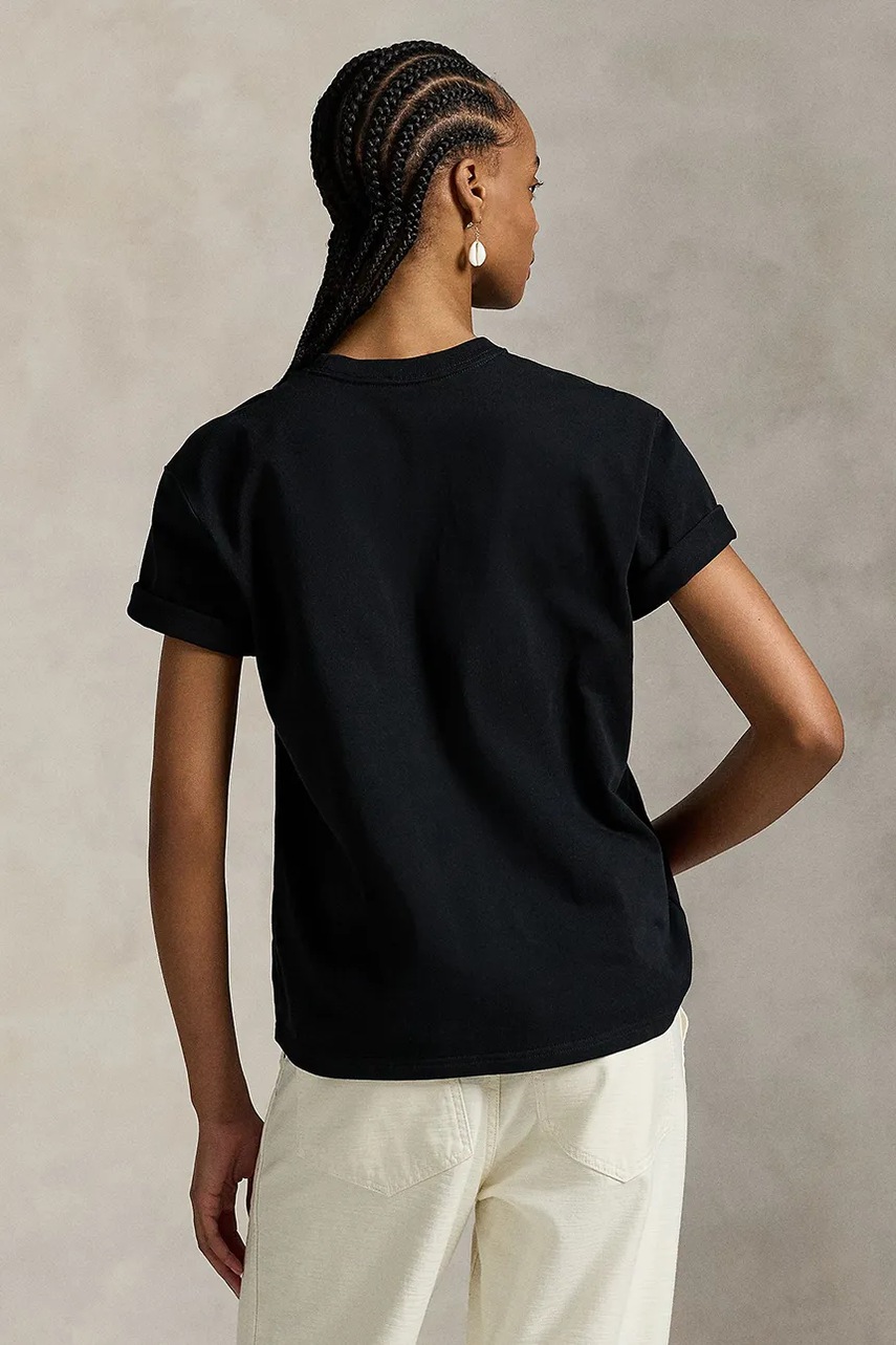 Хлопковая футболка Polo Ralph Lauren цвет чёрный 211971712