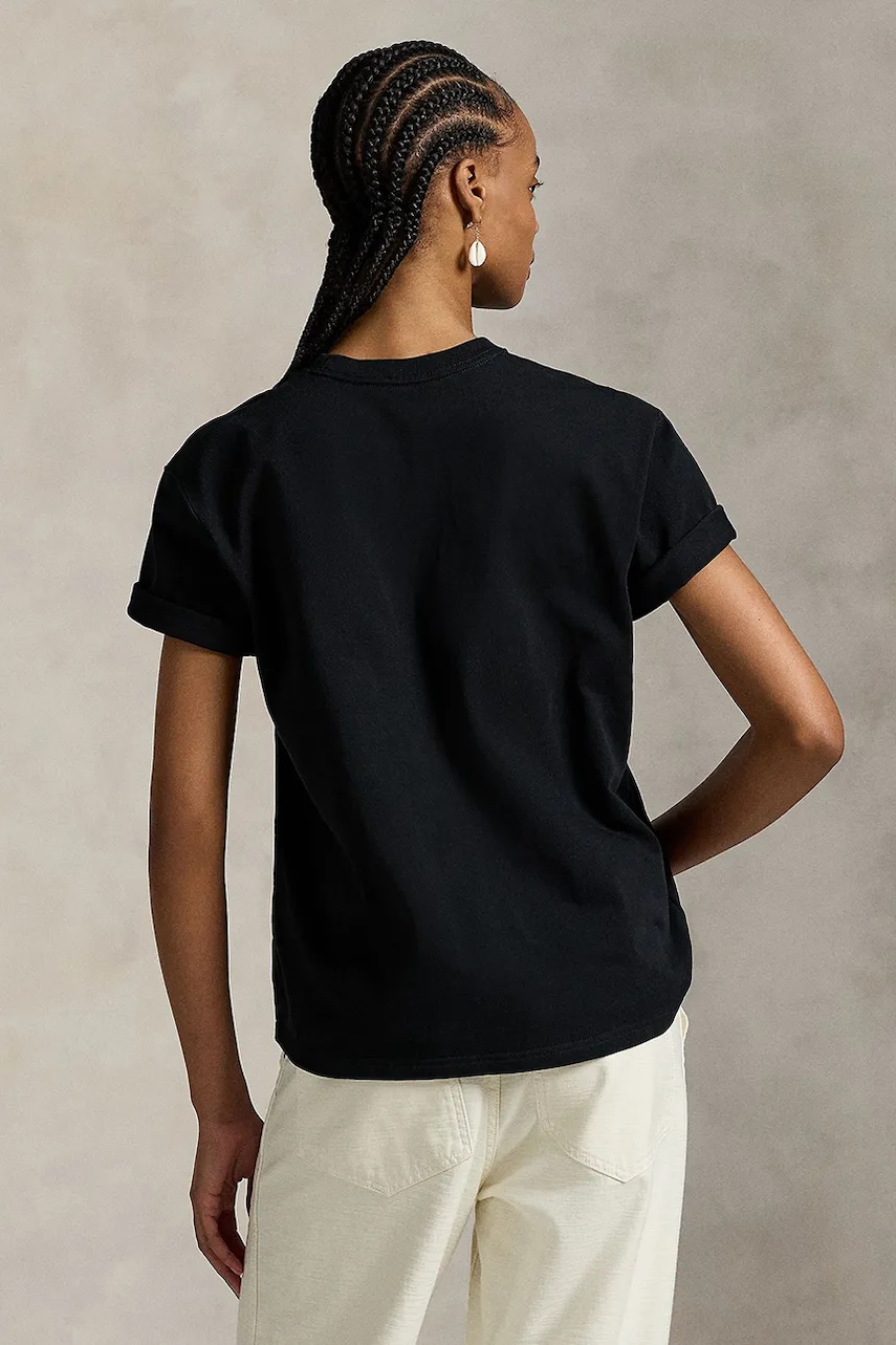 Хлопковая футболка Polo Ralph Lauren цвет чёрный 211971712 Хлопковая футболка Polo Ralph Lauren цвет чёрный 211971712