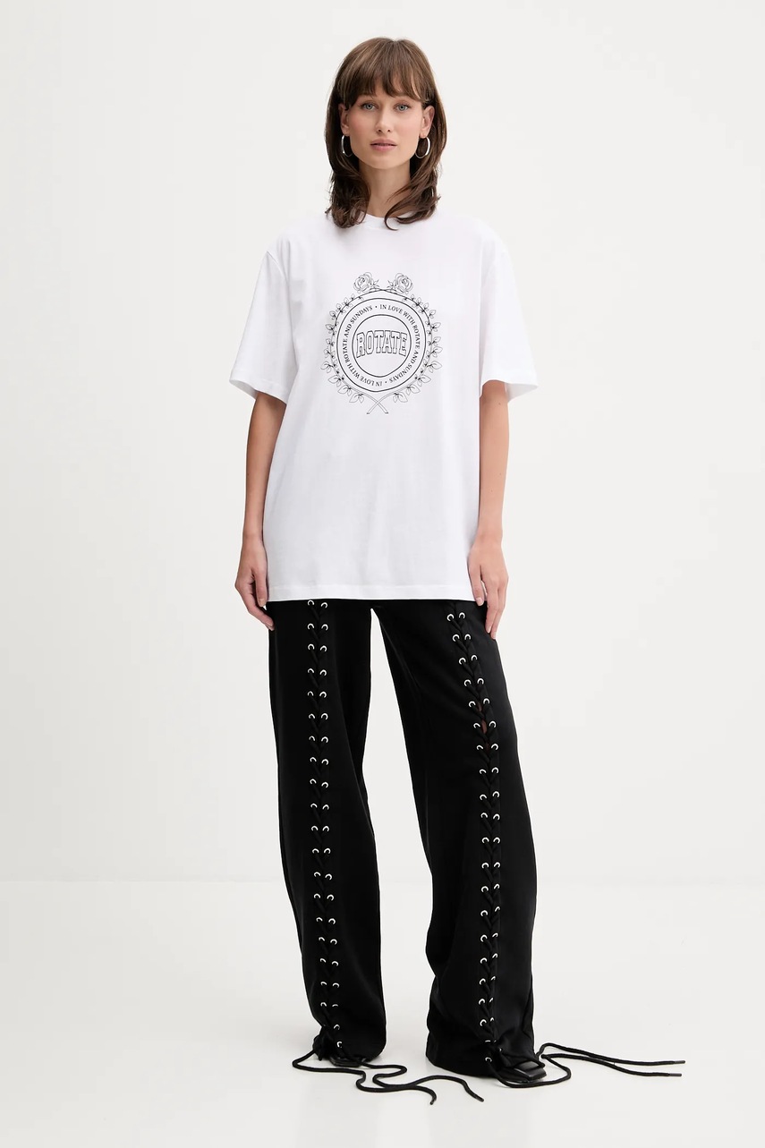 Хлопковая футболка Rotate цвет белый 114393400