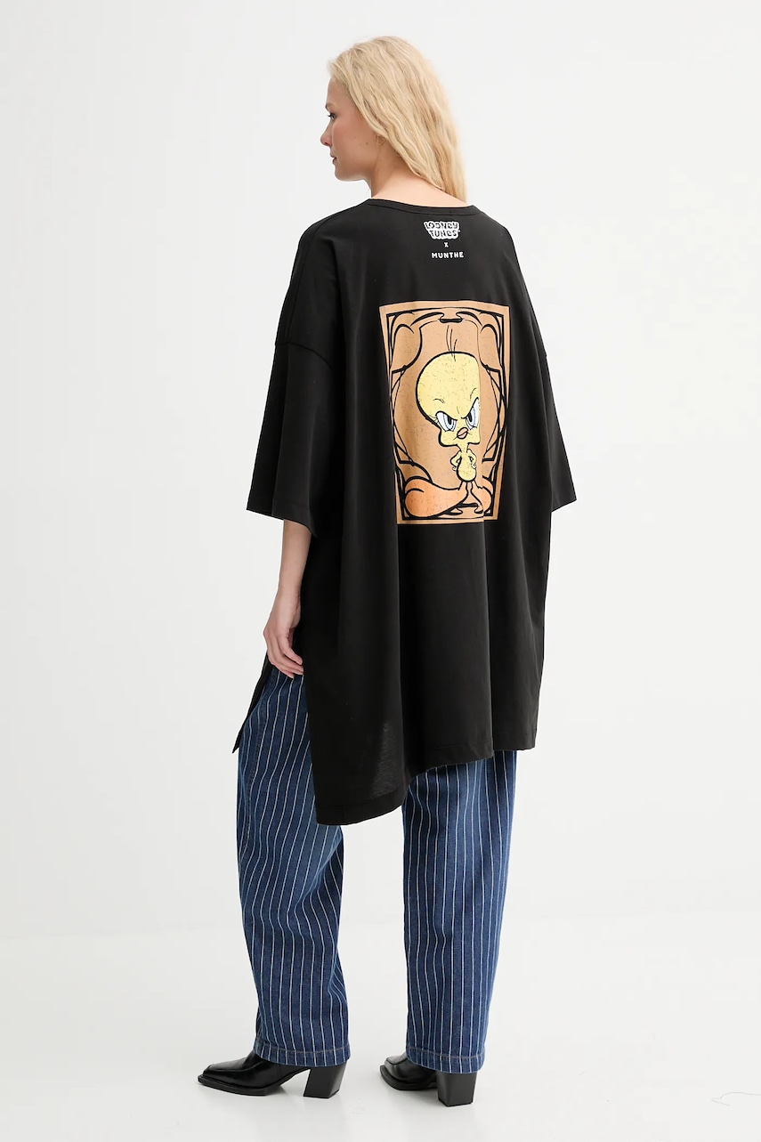 MUNTHE tricou din bumbac LYSIS culoarea negru, 253110525360