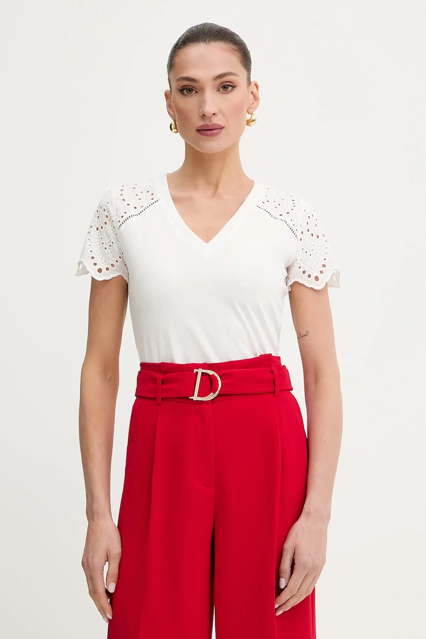 Morgan tricou din bumbac culoarea alb, DMATY