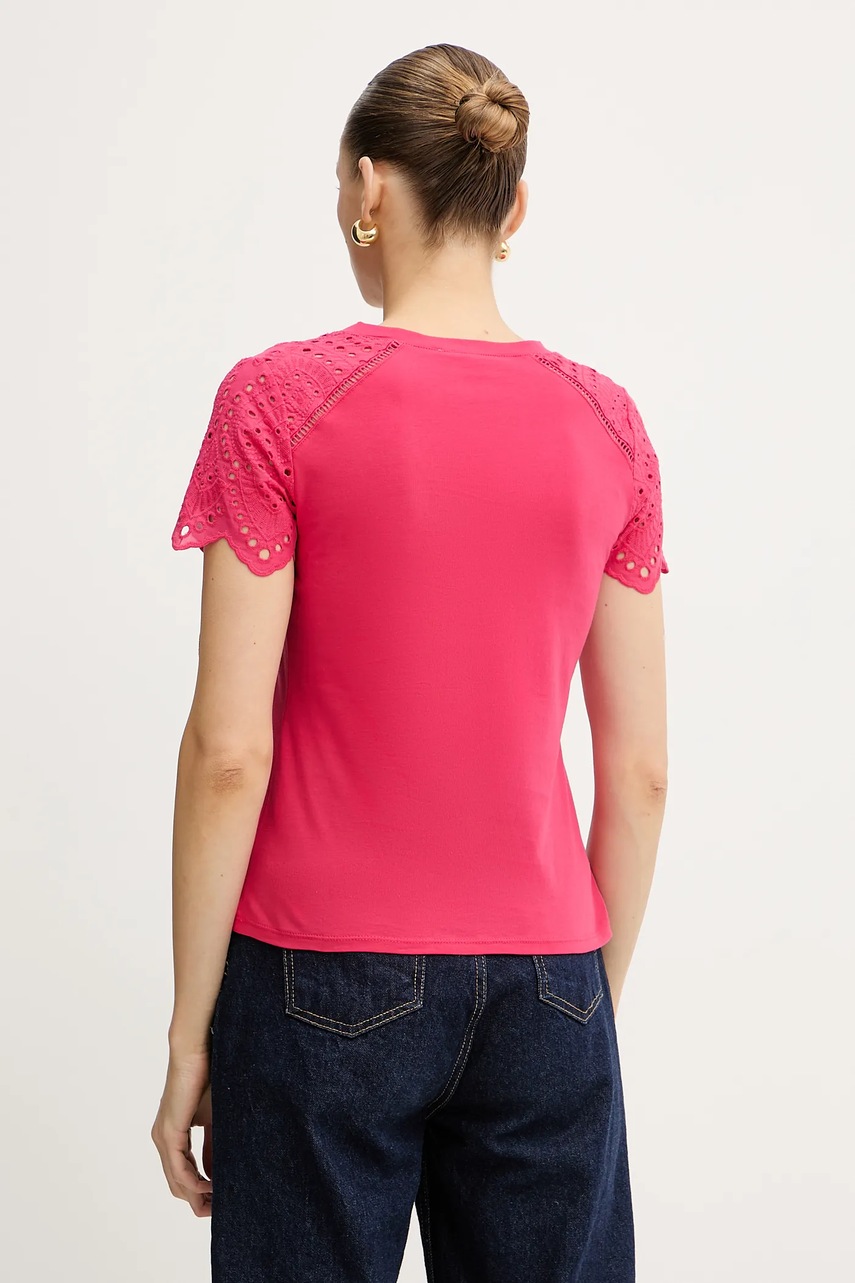 Βαμβακερό μπλουζάκι Morgan χρώμα: ροζ, DMATY φωτογραφία