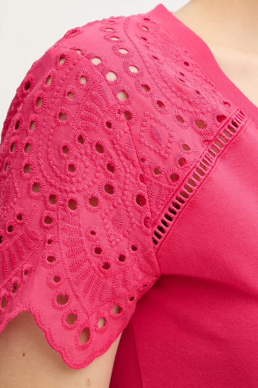 Βαμβακερό μπλουζάκι Morgan χρώμα: ροζ, DMATY φωτογραφία