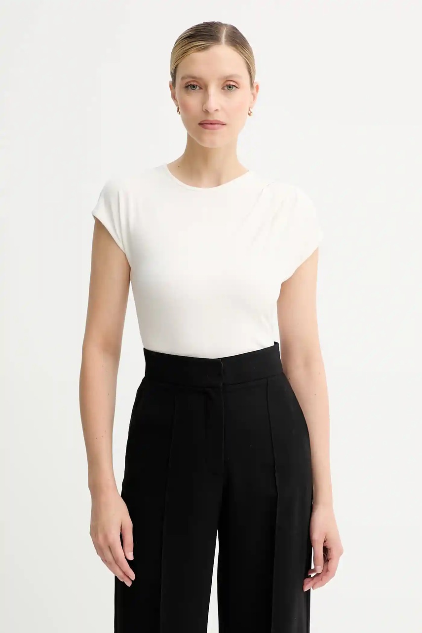 Levně Tričko Calvin Klein dámské, béžová barva, LV047B275G