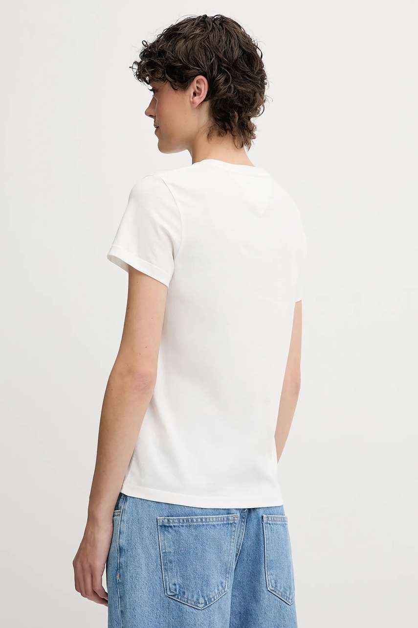 Хлопковая футболка Tommy Jeans цвет белый DW0DW20905