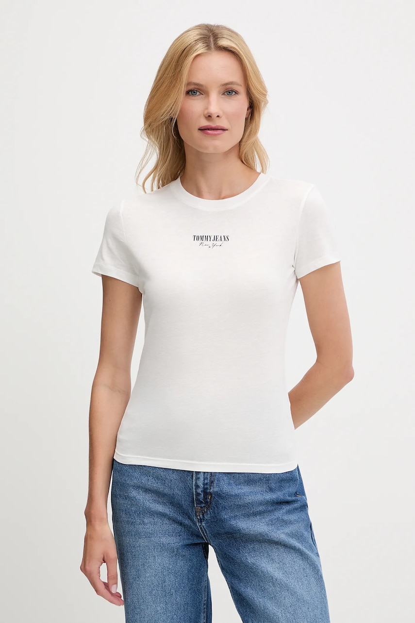 Levně Tričko Tommy Jeans dámské, bílá barva, DW0DW20913