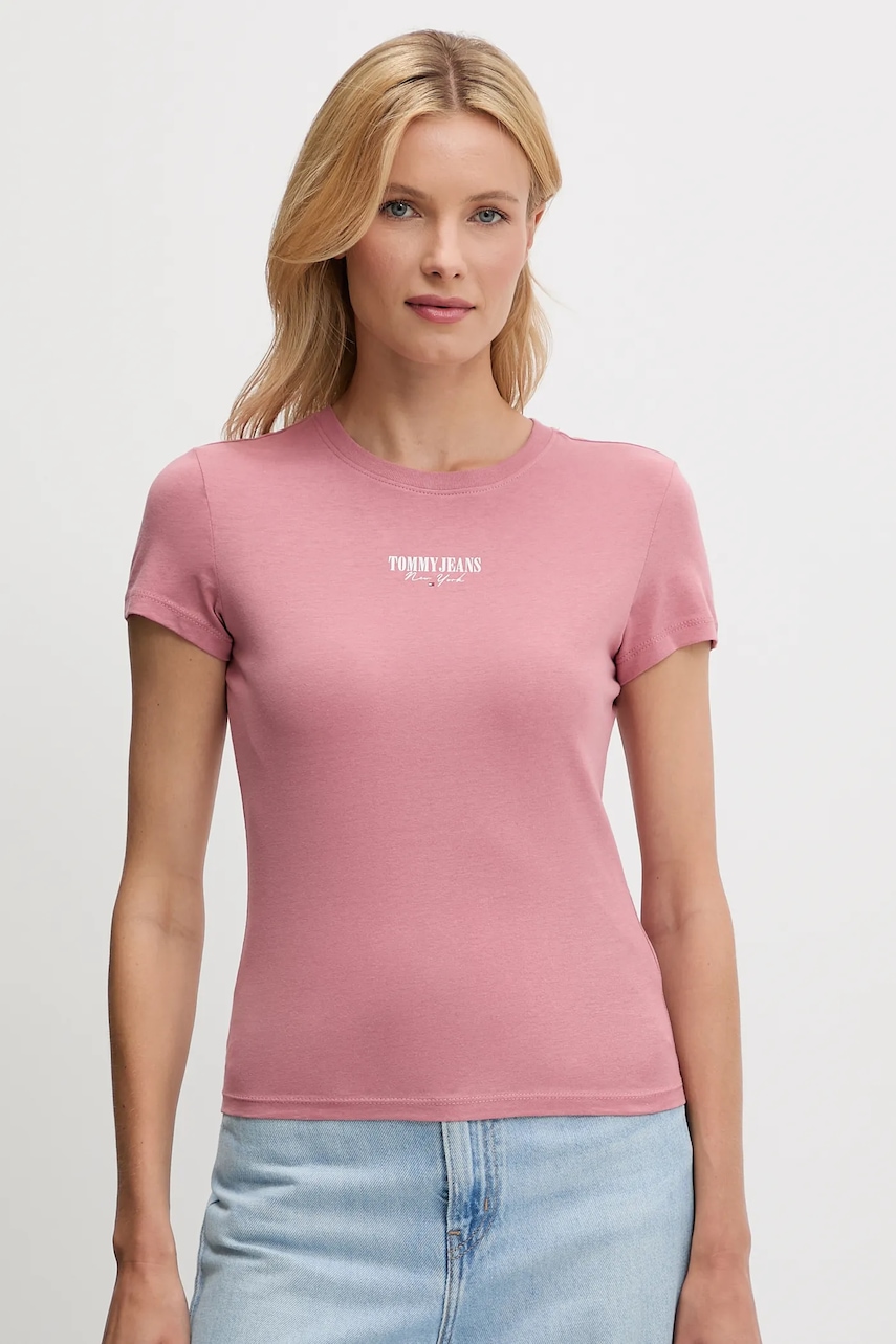 Tommy Jeans tricou culoarea roz, DW0DW20913