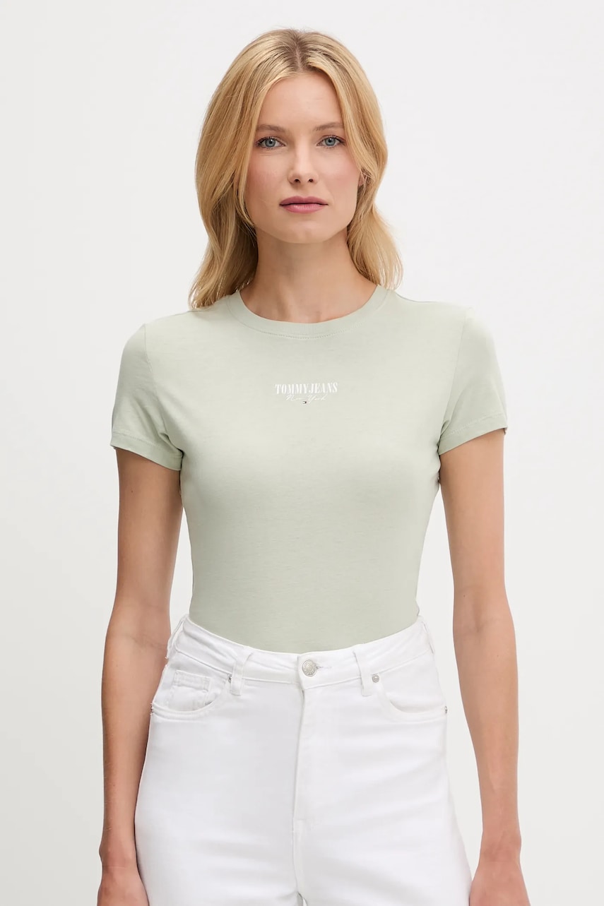 Tommy Jeans tricou culoarea verde, DW0DW20913