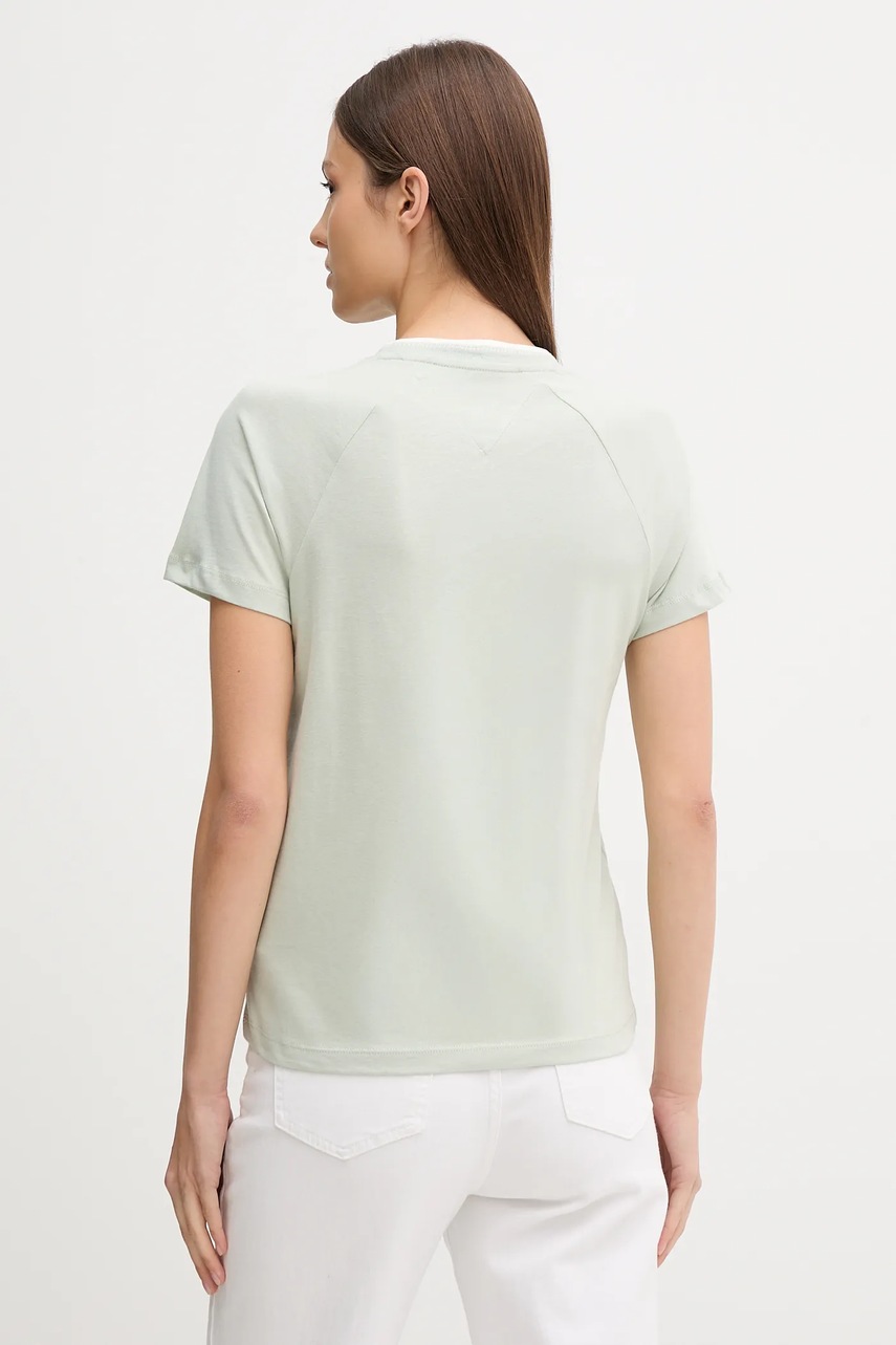 Хлопковая футболка Tommy Jeans цвет зелёный DW0DW21388