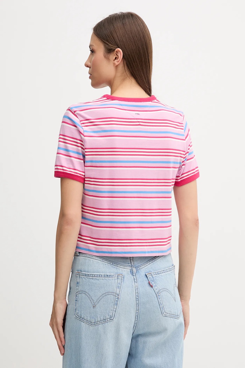 Хлопковая футболка Tommy Jeans цвет розовый DW0DW21391