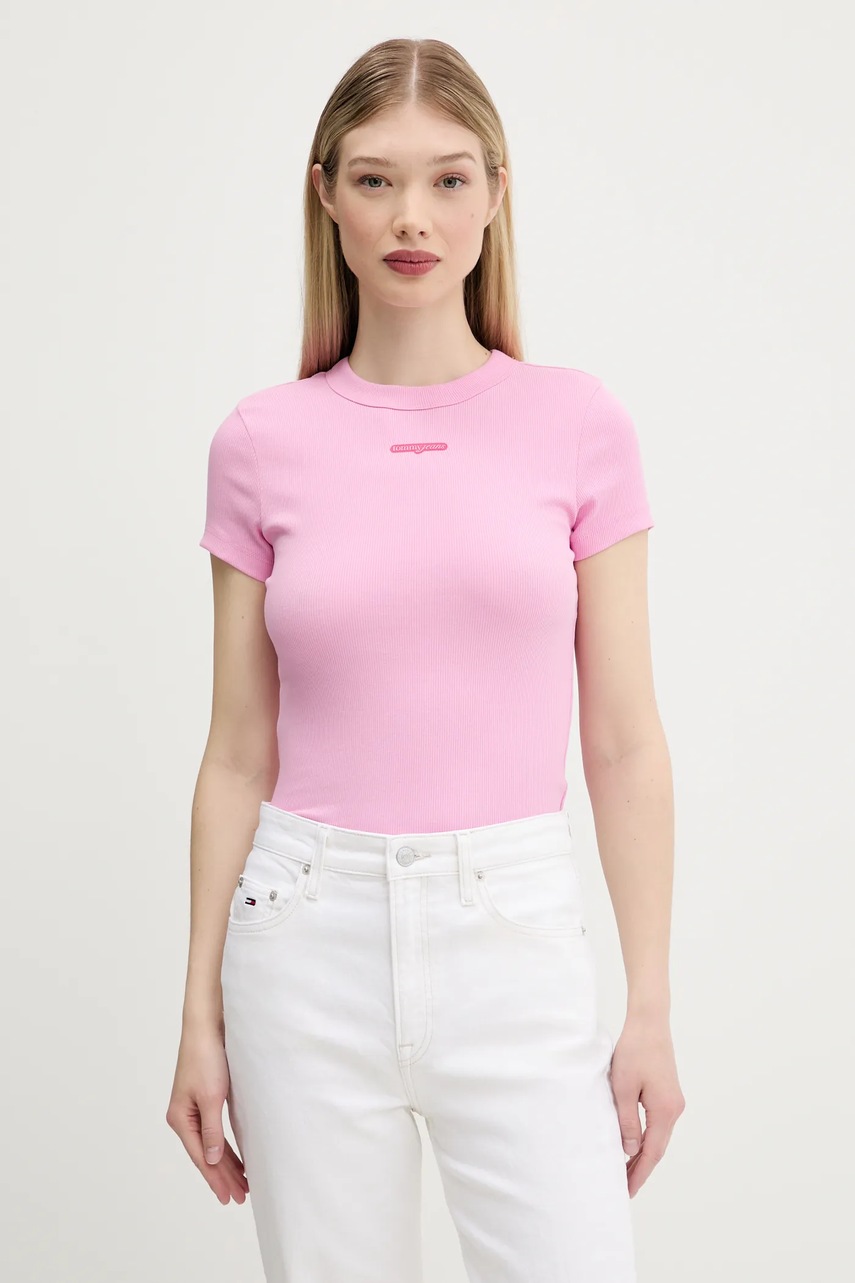 Tommy Jeans tricou culoarea roz, DW0DW21402