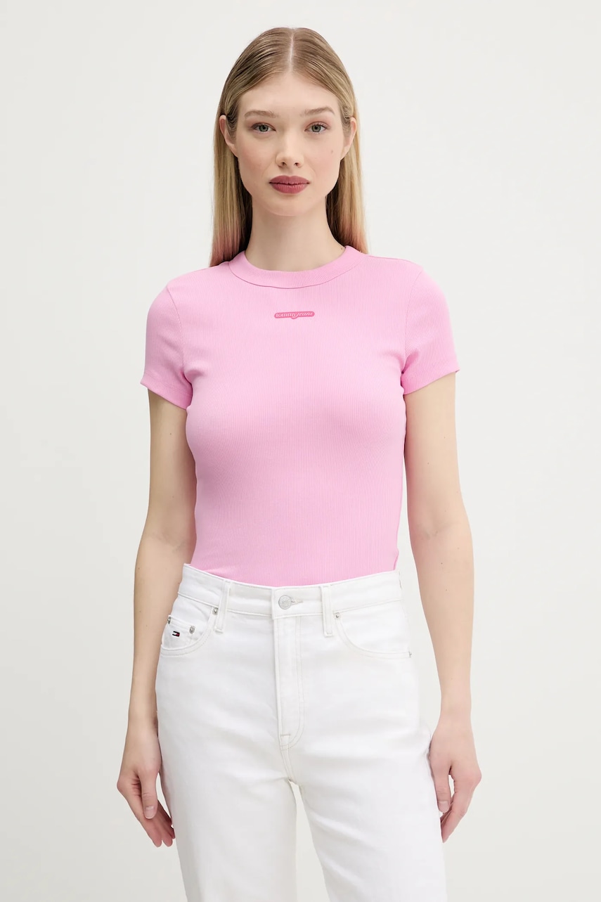 Tommy Jeans tricou culoarea roz, DW0DW21402 Tommy Jeans tricou culoarea roz, DW0DW21402