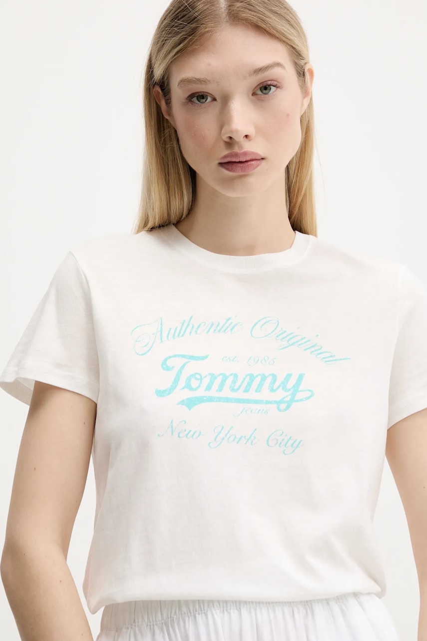 Tommy Jeans tricou culoarea alb, DW0DW21404