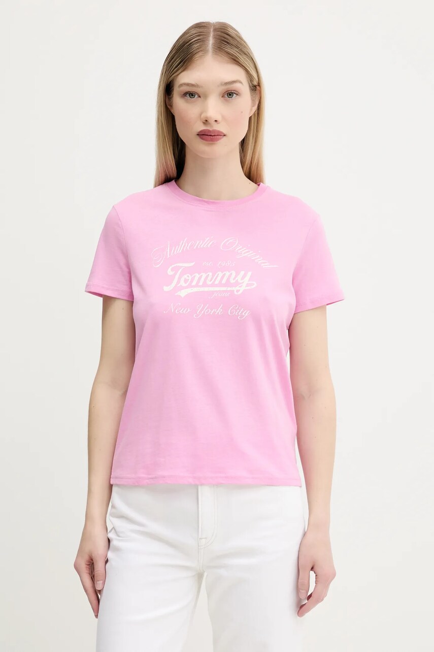 Tommy Jeans tricou culoarea roz, DW0DW21404