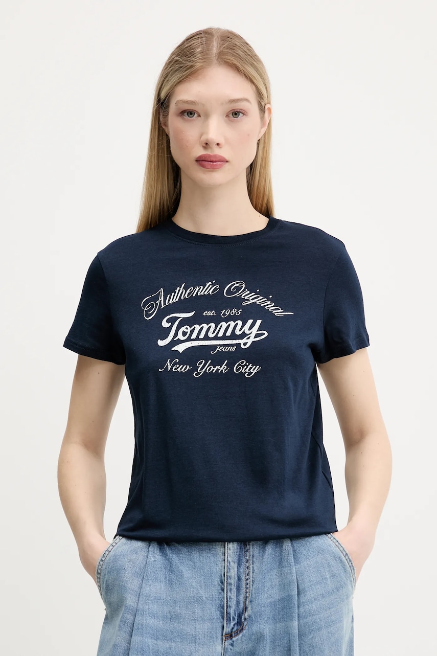 Tommy Jeans tricou culoarea bleumarin, DW0DW21404