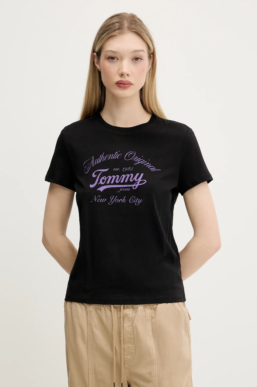 Tommy Jeans tricou culoarea negru, DW0DW21404