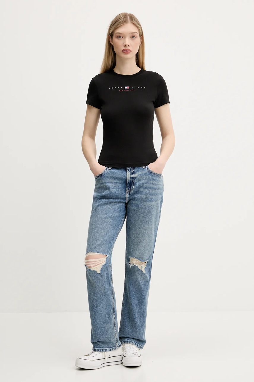 Хлопковая футболка Tommy Jeans цвет чёрный DW0DW21422 Хлопковая футболка Tommy Jeans цвет чёрный DW0DW21422