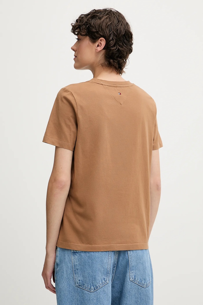 Хлопковая футболка Tommy Hilfiger цвет коричневый WW0WW45626