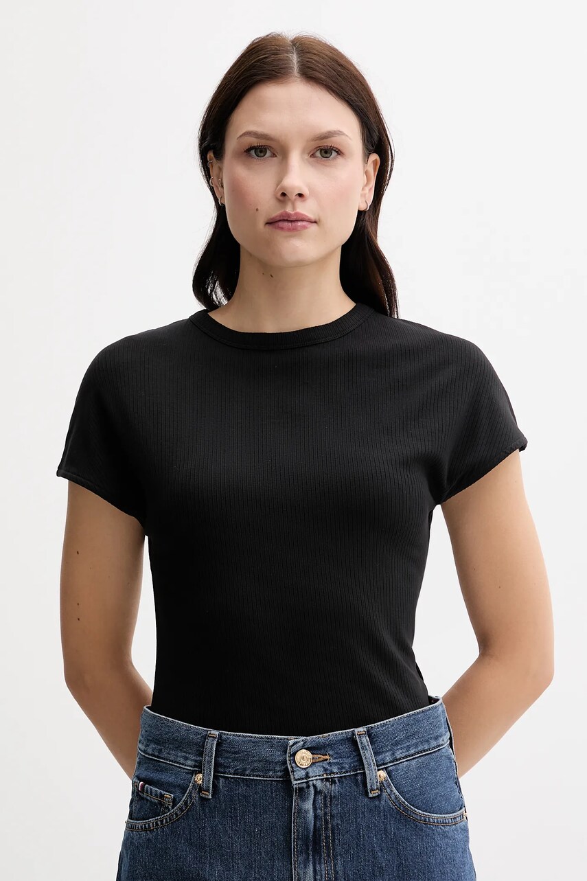 Levně Tričko Tommy Hilfiger dámské, černá barva, WW0WW45731