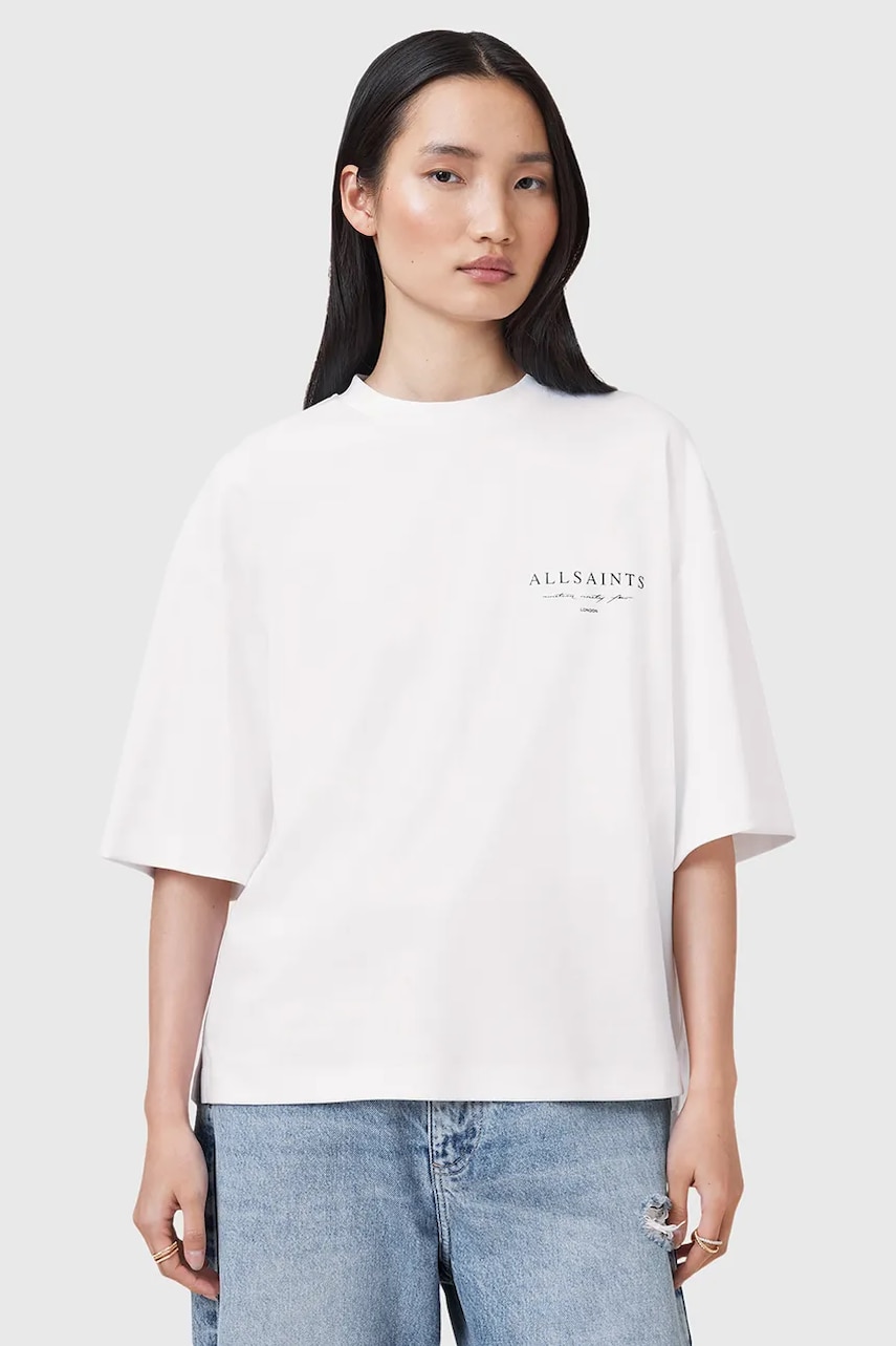 AllSaints tricou din bumbac AROMA culoarea alb, W136JC