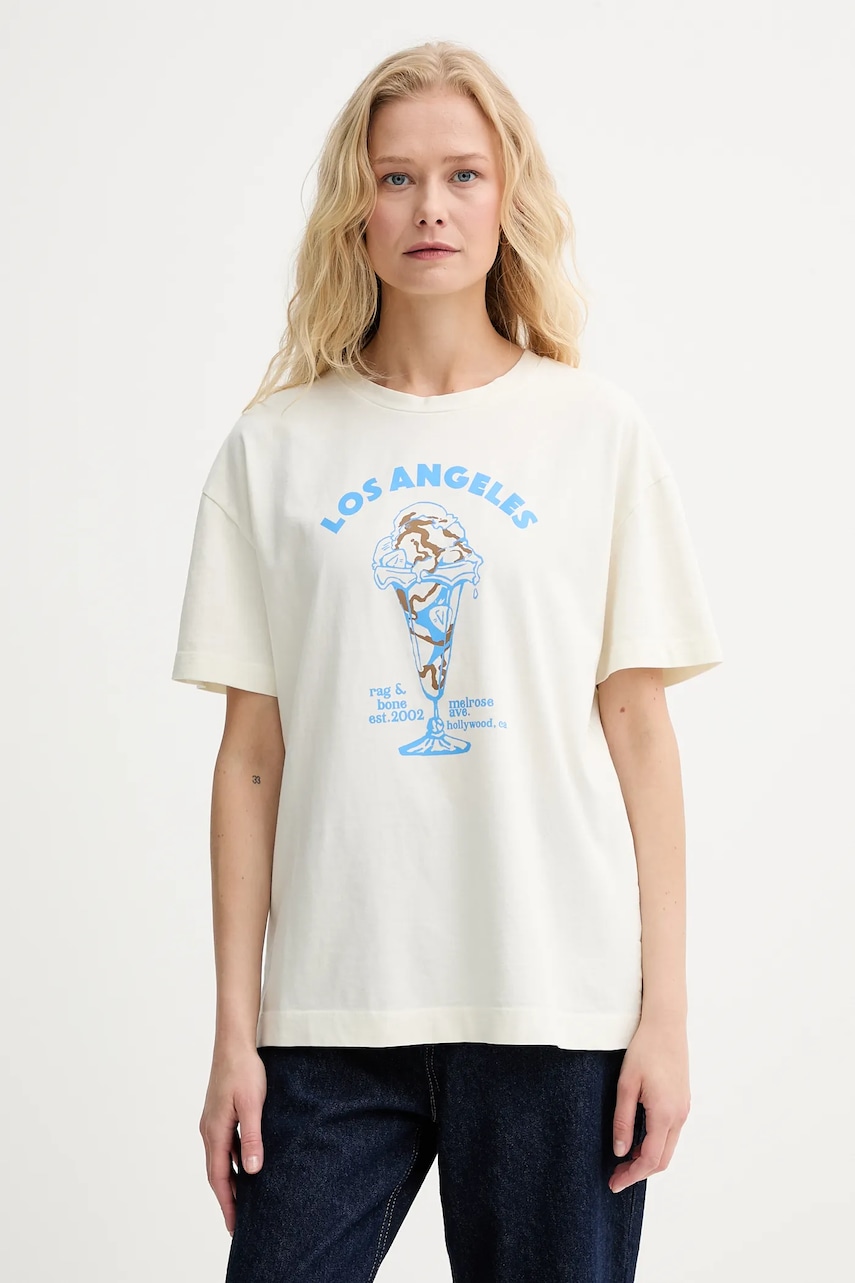 Rag & Bone tricou din bumbac culoarea bej, WCC25PT034MI36