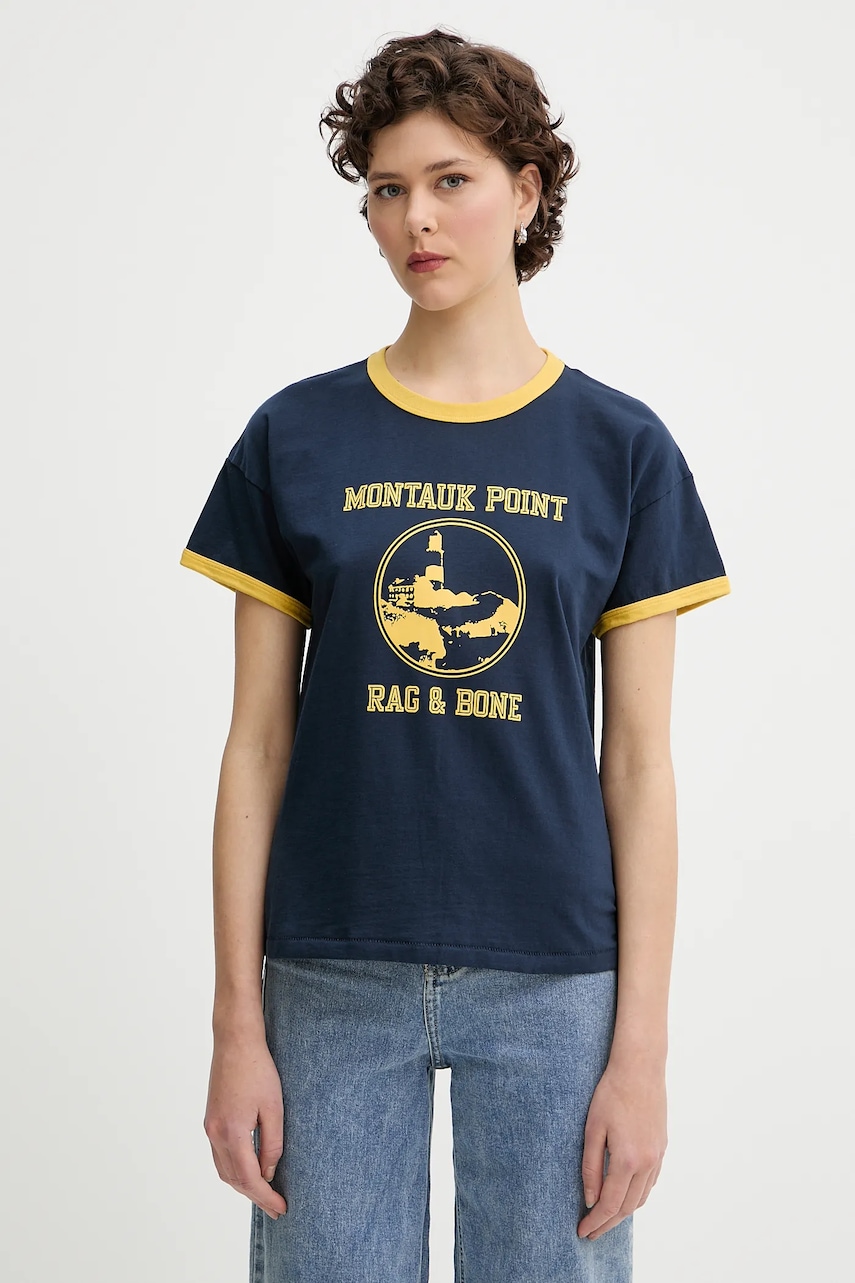 Rag & Bone tricou din bumbac culoarea bleumarin, WCC25PT023MI24