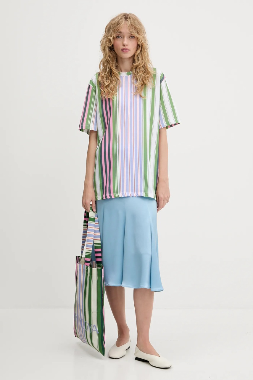 Хлопковая футболка Stine Goya цвет зелёный SG-PF25-T009-2243