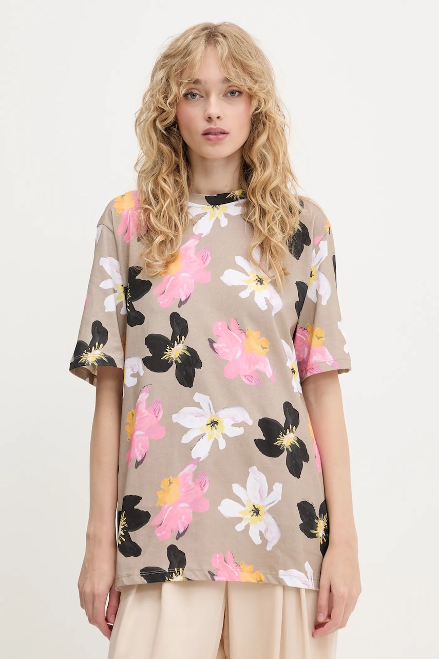 Stine Goya tricou din bumbac culoarea bej, SG-PF25-T009-2243