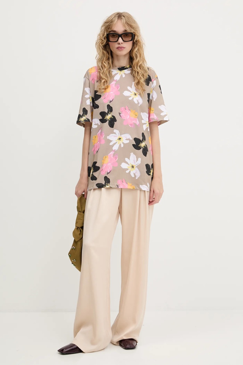 Хлопковая футболка Stine Goya цвет бежевый SG-PF25-T009-2243