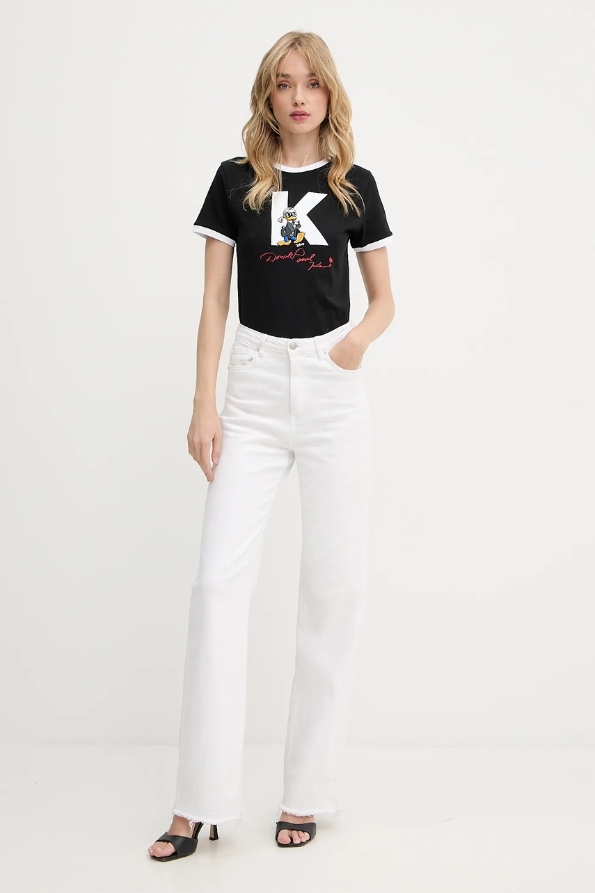 Хлопковая футболка Karl Lagerfeld KL X DISNEY цвет чёрный A3W17089