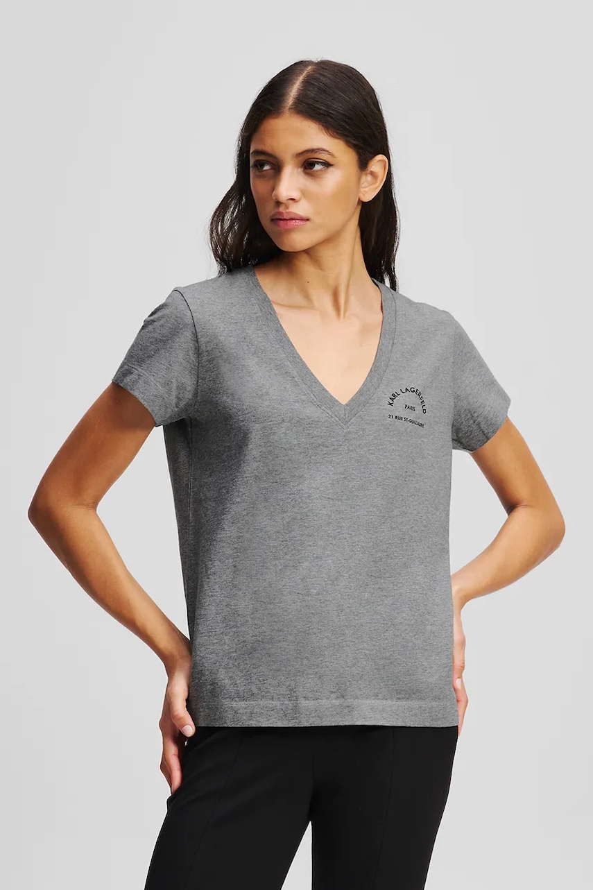 Karl Lagerfeld tricou din bumbac culoarea gri, A3W17104