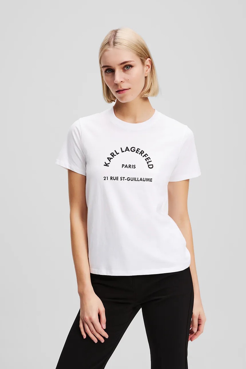 Karl Lagerfeld tricou din bumbac culoarea alb, A3W17105