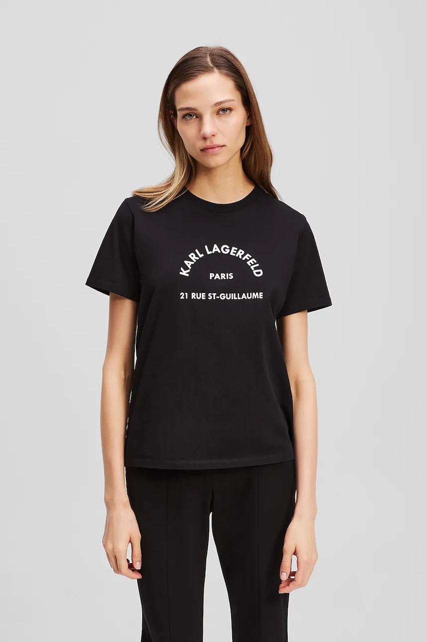 Karl Lagerfeld tricou din bumbac culoarea negru, A3W17105