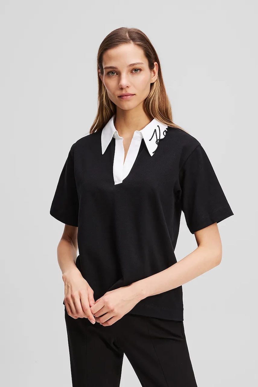 Karl Lagerfeld tricou din bumbac culoarea negru, A3W17113