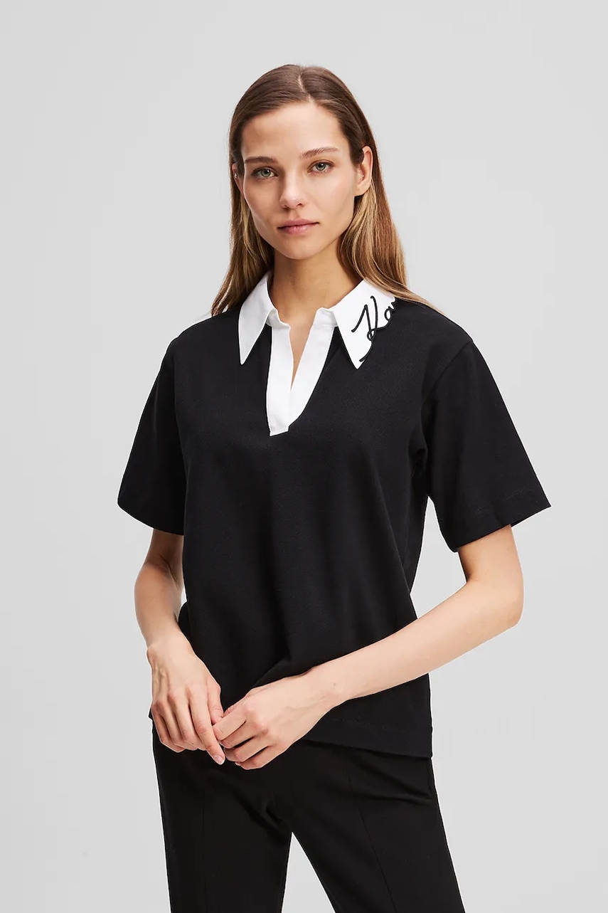Karl Lagerfeld tricou din bumbac culoarea negru, A3W17113