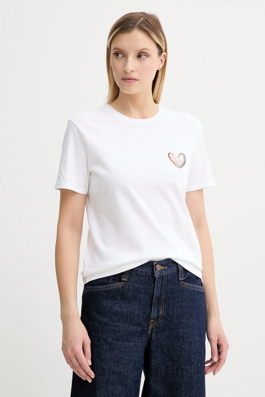 PS Paul Smith tricou din bumbac culoarea alb, W2R-G799-TP5178