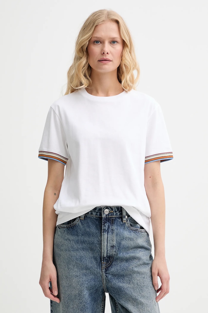 Levně Bavlněné tričko PS Paul Smith dámské, bílá barva, W2R-232VC-T30777