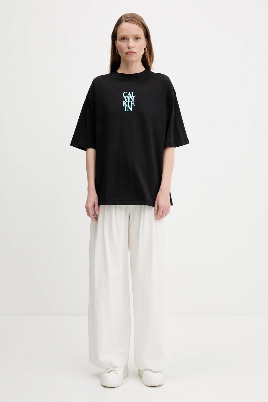 Хлопковая футболка Calvin Klein Jeans цвет чёрный LV047C818G