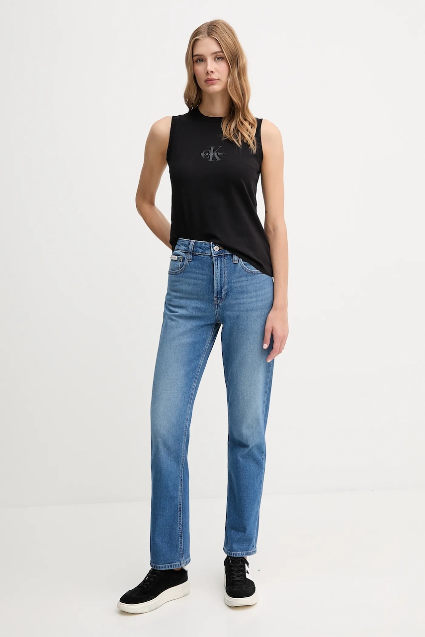 Хлопковый топ Calvin Klein Jeans цвет чёрный LV047C852G Хлопковый топ Calvin Klein Jeans цвет чёрный LV047C852G