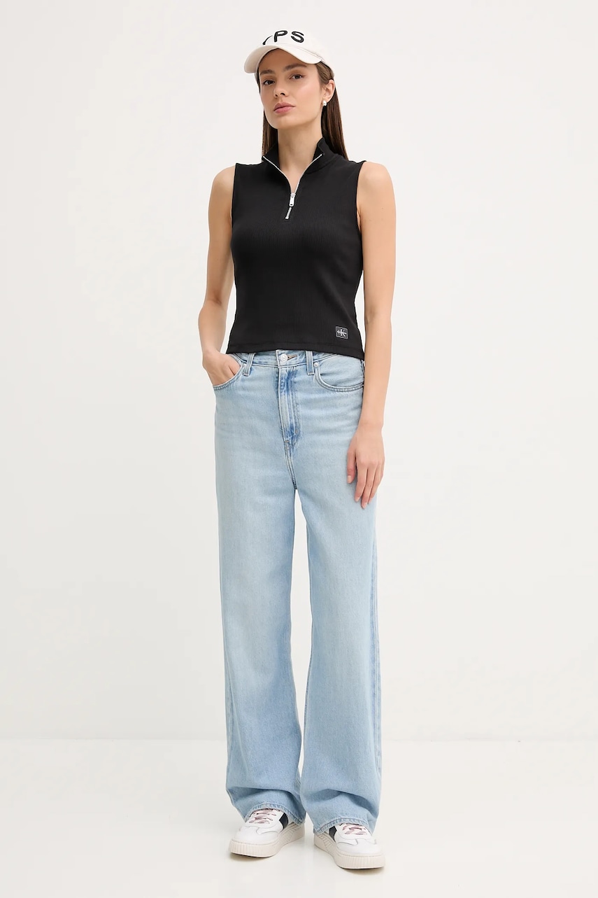 Топ Calvin Klein Jeans цвет чёрный с полугольфом LV047C909G Топ Calvin Klein Jeans цвет чёрный с полугольфом LV047C909G