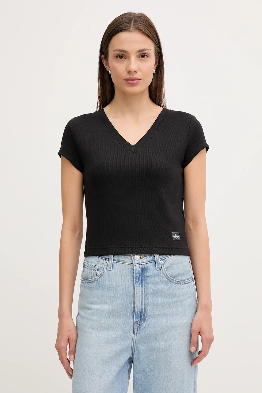 Levně Tričko Calvin Klein Jeans dámské, černá barva, LV047C910G