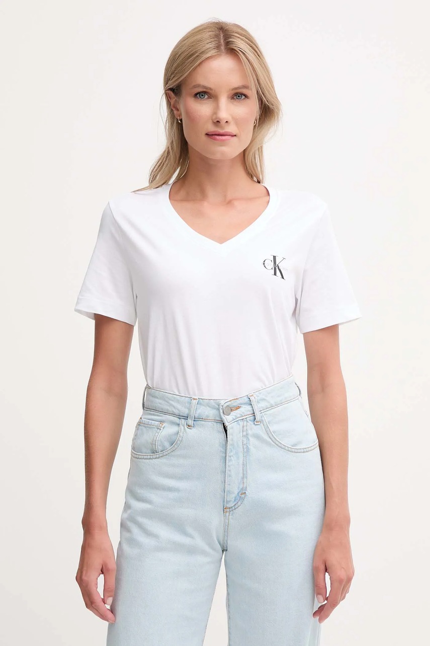 Хлопковая футболка Calvin Klein Jeans 2 шт цвет чёрный LV047C906G