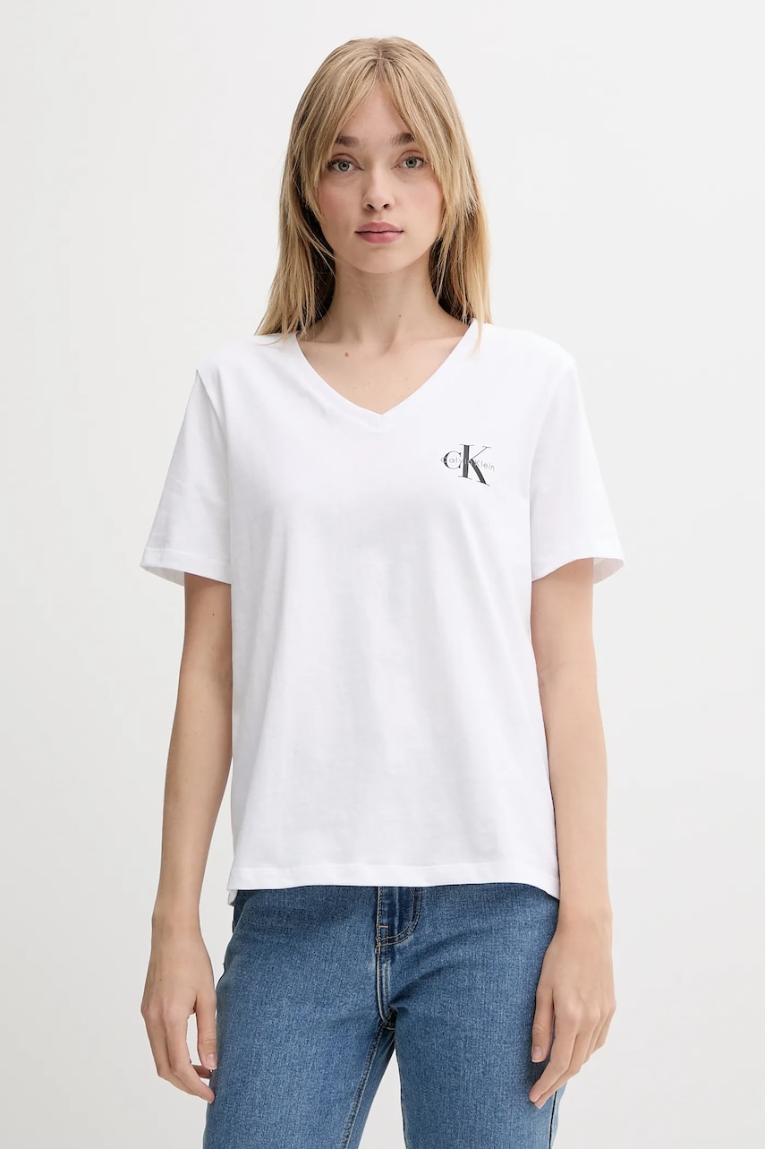 Levně Bavlněné tričko Calvin Klein Jeans 2-pack dámské, černá barva, LV047C906G