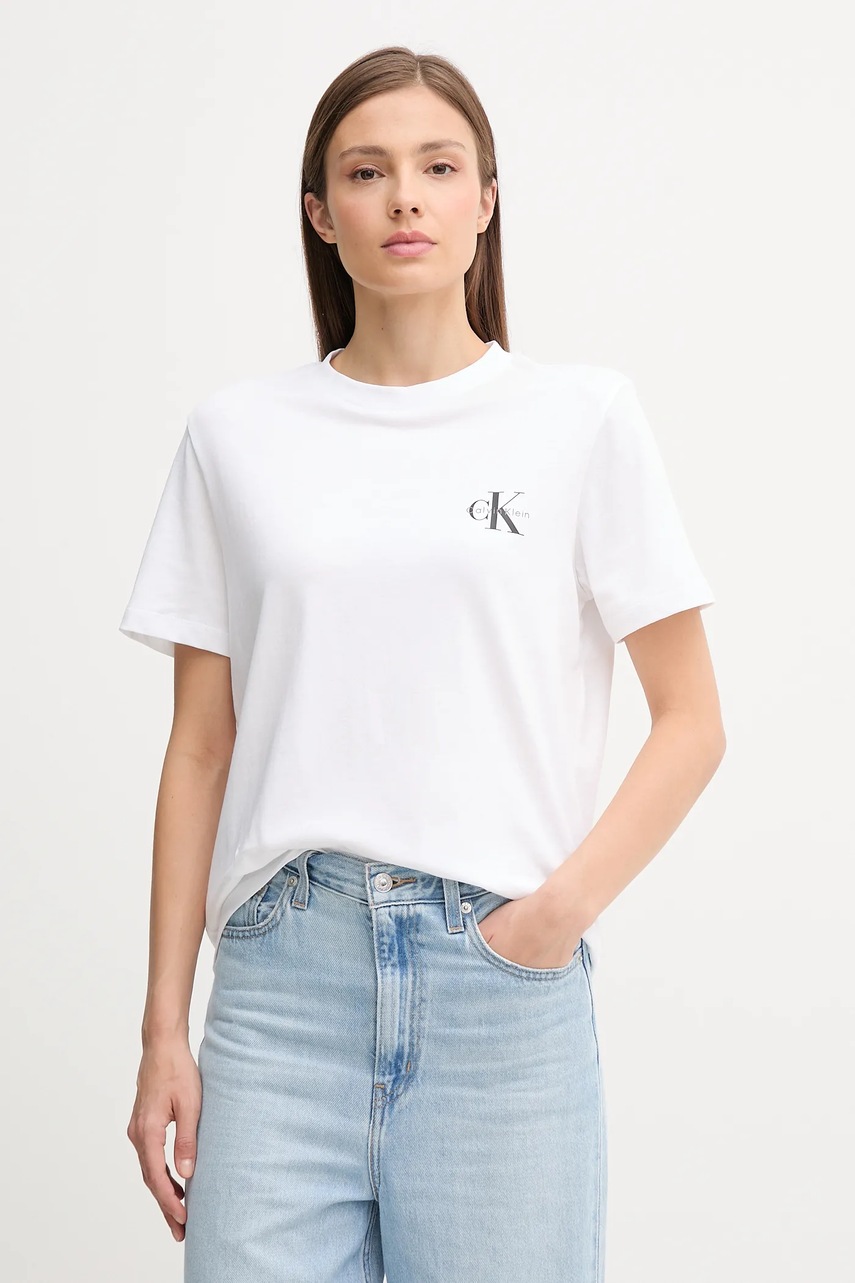 Levně Bavlněné tričko Calvin Klein Jeans dámské, růžová barva, LV047C905G