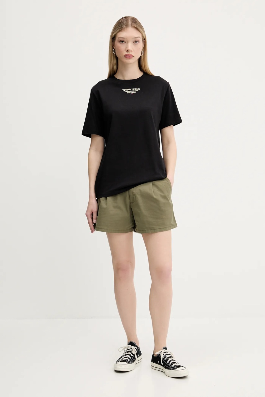 Хлопковая футболка Tommy Jeans цвет чёрный DW0DW21341