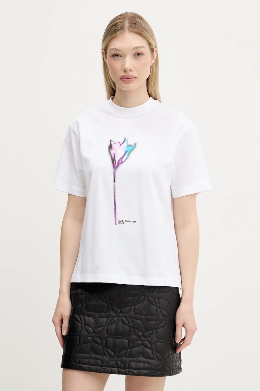 Karl Lagerfeld Jeans tricou din bumbac culoarea alb, A3W17041