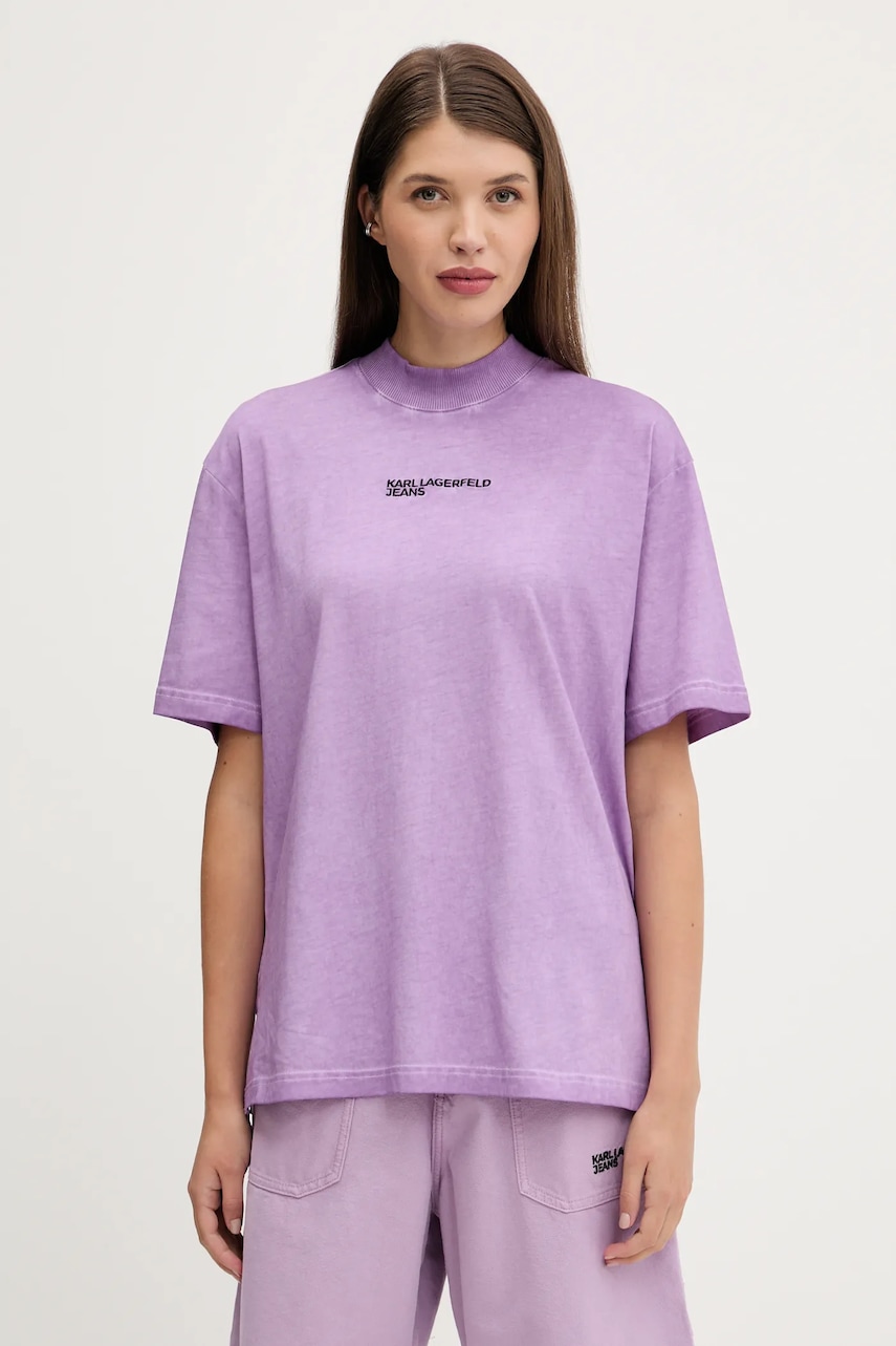 Karl Lagerfeld Jeans tricou din bumbac culoarea violet, A3W17052