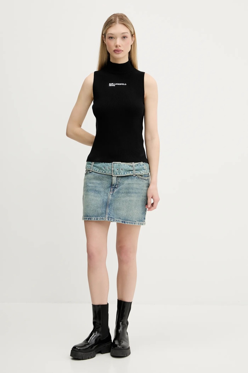 Топ Karl Lagerfeld Jeans цвет чёрный с полугольфом A3W18013